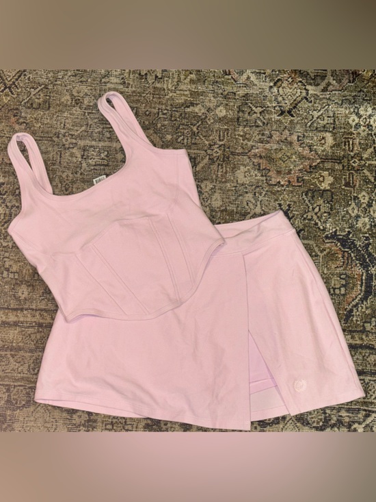 PINK Victoria's Secret Dresses & Skirts - Pink Ribbed Bustier Tank and Skort Set